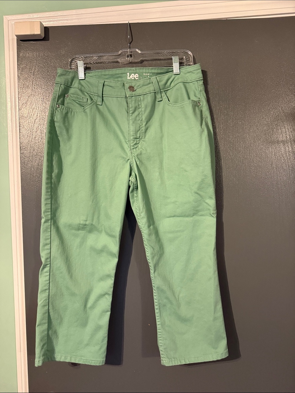 Lee Women's Light Green Cropped Straight-Leg Jeans